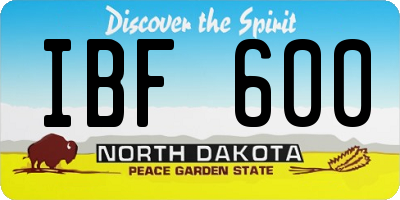 ND license plate IBF600