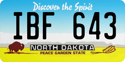 ND license plate IBF643