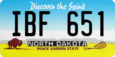 ND license plate IBF651