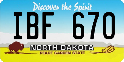 ND license plate IBF670