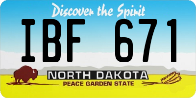 ND license plate IBF671