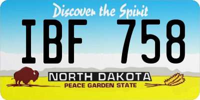 ND license plate IBF758