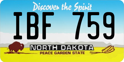 ND license plate IBF759