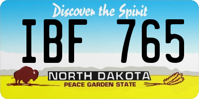 ND license plate IBF765