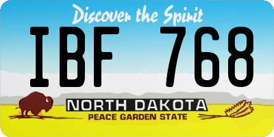 ND license plate IBF768