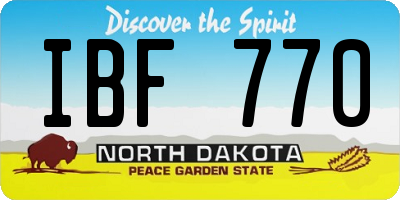 ND license plate IBF770