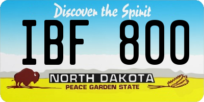 ND license plate IBF800