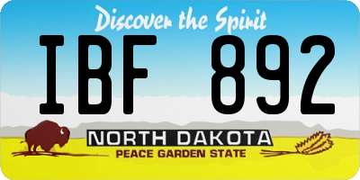 ND license plate IBF892