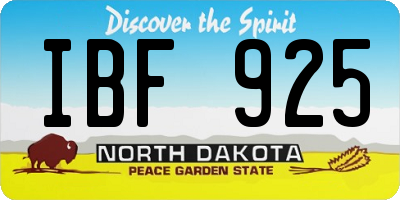 ND license plate IBF925
