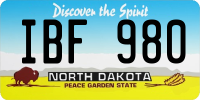 ND license plate IBF980
