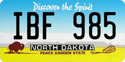 ND license plate IBF985