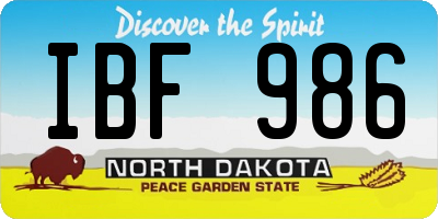 ND license plate IBF986