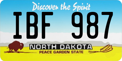 ND license plate IBF987