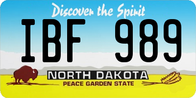 ND license plate IBF989