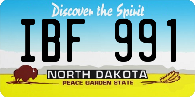 ND license plate IBF991