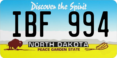 ND license plate IBF994