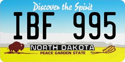 ND license plate IBF995
