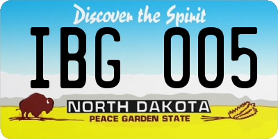 ND license plate IBG005