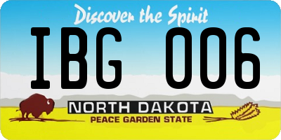 ND license plate IBG006