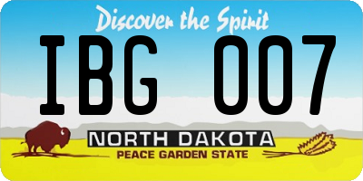 ND license plate IBG007