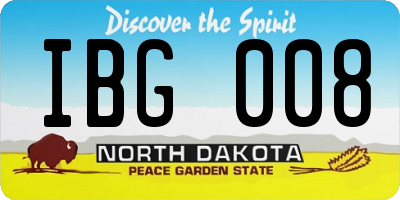 ND license plate IBG008