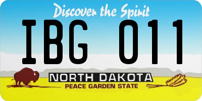 ND license plate IBG011
