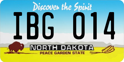 ND license plate IBG014