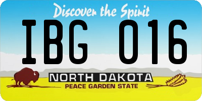 ND license plate IBG016