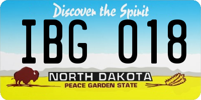 ND license plate IBG018