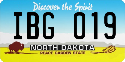 ND license plate IBG019