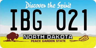 ND license plate IBG021
