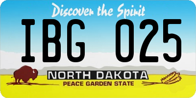 ND license plate IBG025