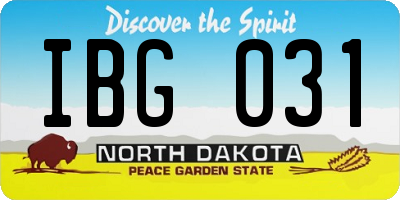 ND license plate IBG031