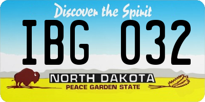 ND license plate IBG032
