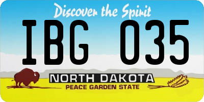 ND license plate IBG035
