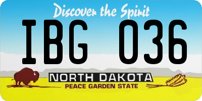 ND license plate IBG036