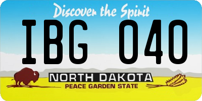ND license plate IBG040
