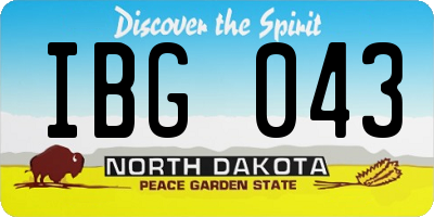ND license plate IBG043