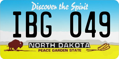 ND license plate IBG049