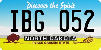 ND license plate IBG052