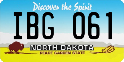 ND license plate IBG061