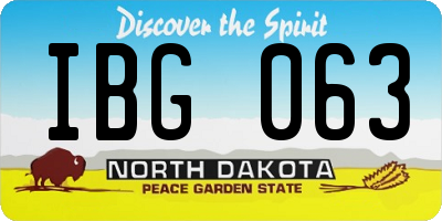 ND license plate IBG063