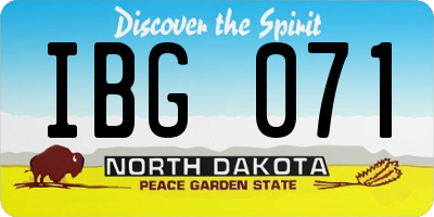 ND license plate IBG071