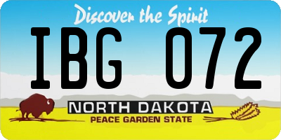 ND license plate IBG072
