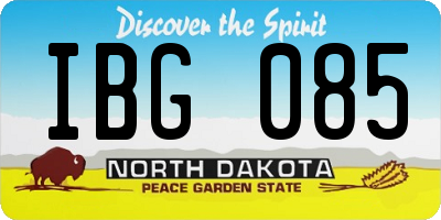 ND license plate IBG085