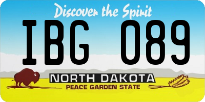 ND license plate IBG089