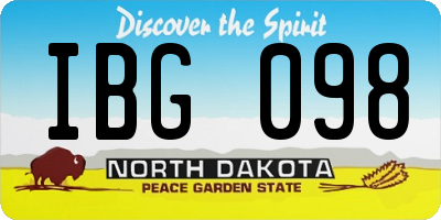 ND license plate IBG098