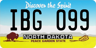 ND license plate IBG099