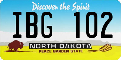 ND license plate IBG102