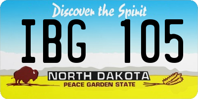 ND license plate IBG105
